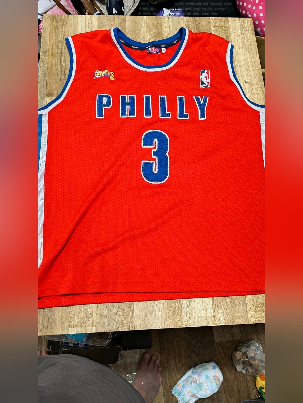NBA Philly #3 Red Jersey with Blue and White Trim